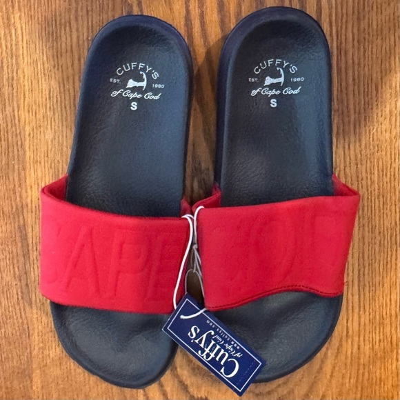 NEW Cuffy’s Slides Red Men’s Size 38 6 Women’s Size 8-8.5 Navy Blue Soles - Picture 4 of 4